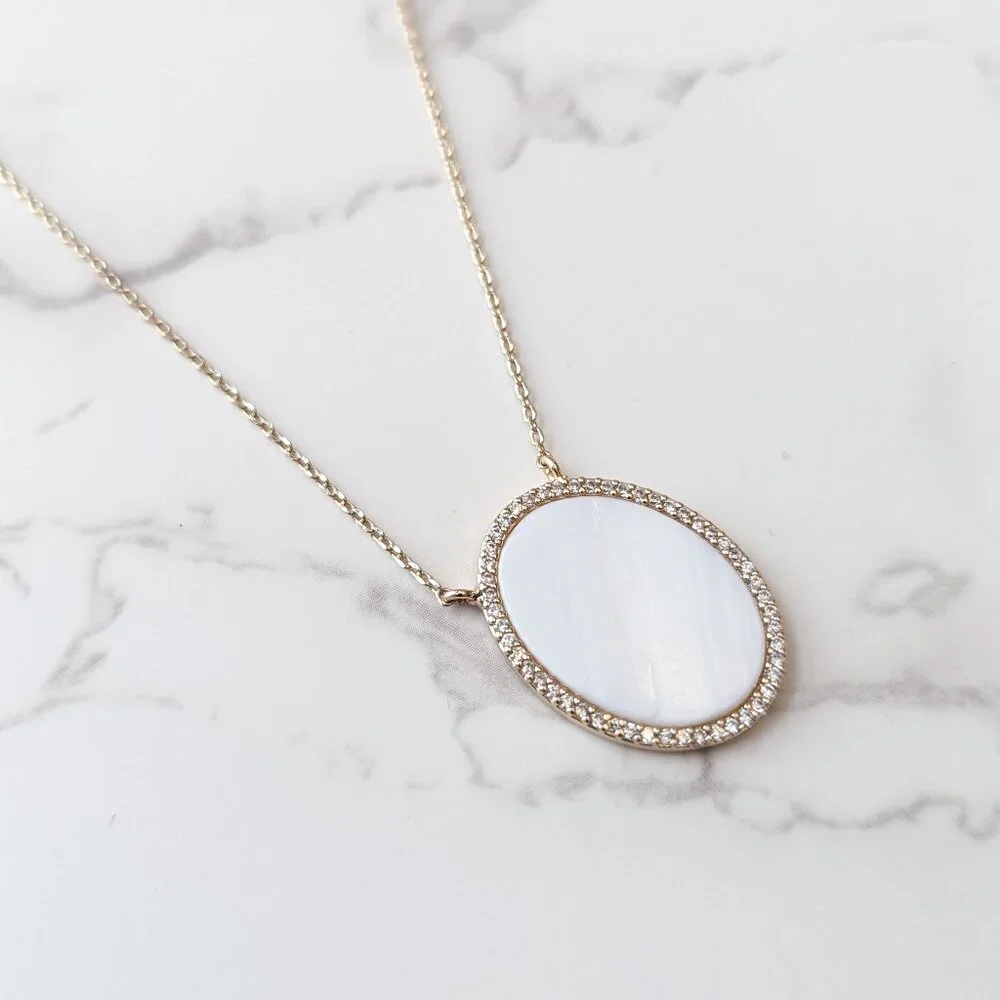 Loft Mother Of Pearl Crystal Pendant Necklace